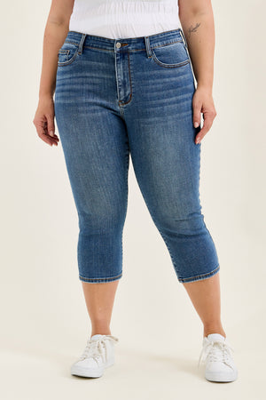 Judy Blue Mid Rise Skinny Capri Denim Jeans