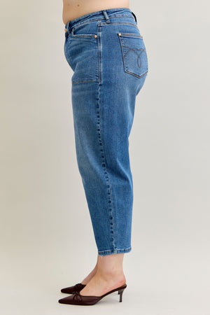 Judy Blue High Waist Classic Soft Barrel Stitch Thru Pocket Ankle Jeans