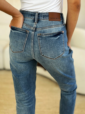 Judy Blue Mid Rise Rigid Magic Release Hem Boyfriend Jeans