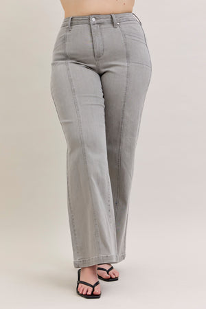 Judy Blue High Waist Retro Wide Leg Grey Jeans