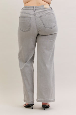 Judy Blue High Waist Retro Wide Leg Grey Jeans