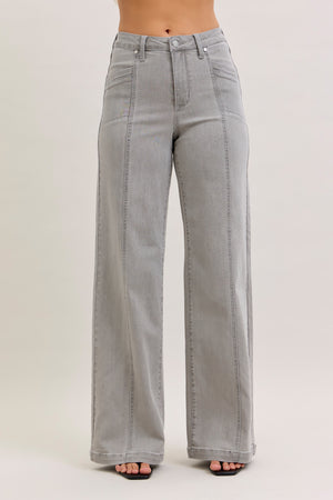 Judy Blue High Waist Retro Wide Leg Grey Jeans