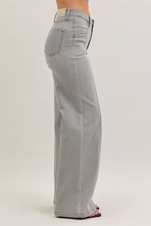 Judy Blue High Waist Retro Wide Leg Grey Jeans