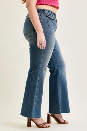 Judy Blue Mid Rise Flare Jean with Front Flap Pockets