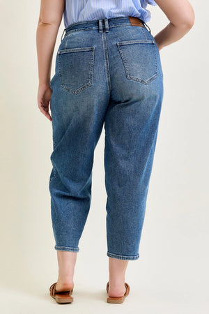 Judy Blue High Waist Rigid Magic Barrel with Dart Detailing Jeans