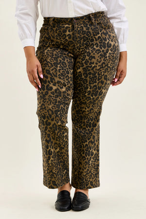 Judy Blue High Waist Leopard Print Bootcut Jeans