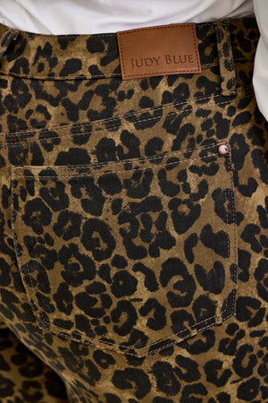 Judy Blue High Waist Leopard Print Bootcut Jeans