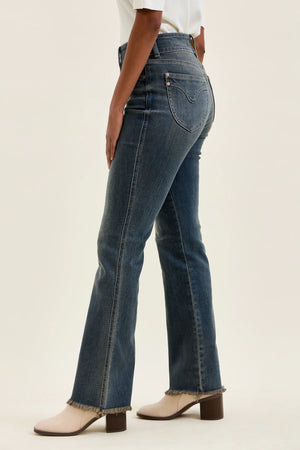 Judy Blue High Waist Daisy Double Button Frayed Hem Bootcut Jeans – Vintage Grey Cast