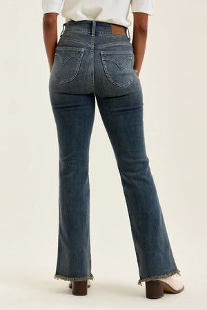 Judy Blue High Waist Daisy Double Button Frayed Hem Bootcut Jeans – Vintage Grey Cast