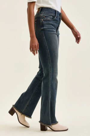 Judy Blue High Waist Daisy Double Button Frayed Hem Bootcut Jeans – Vintage Grey Cast
