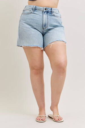 Judy Blue Mid Rise Rigid Magic Dad Shorts