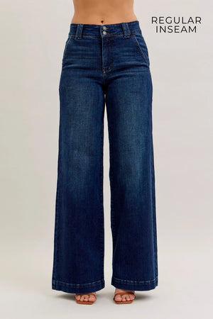Judy Blue High Waist Trouser Wide Leg Jeans - Reg inseam 33"