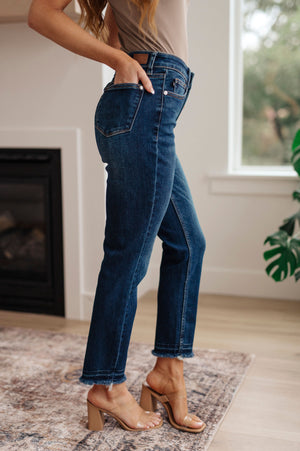 Judy Blue High Waist Release Hem Non Distressed Slim Jeans