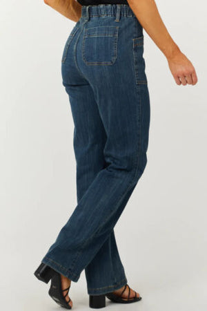 Judy Blue High Waist Elastic Waist Vintage Straight Leg Jeans