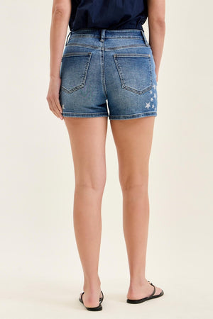 Judy Blue High Waist Slim Jean Shorts with Star Splatter