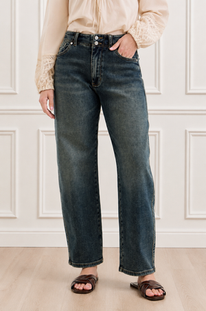 Judy Blue High Waist Marlow Double Button Hollywood Waistband Vintage Wash Jeans