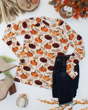 Blair Long Sleeve Top - Autumn Gourds by Michelle Mae