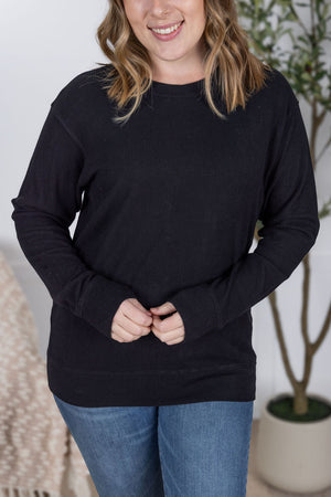 Corrine Ribbed Pullover Top - Black by Michelle Mae RESTOCK