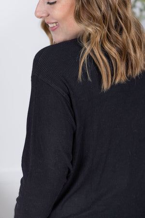 Corrine Ribbed Pullover Top - Black by Michelle Mae RESTOCK