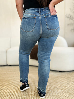 Judy Blue Mid Rise Rigid Magic Release Hem Boyfriend Jeans