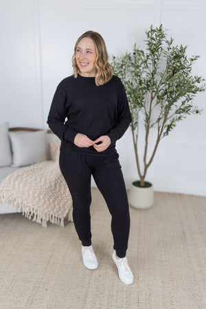 Corrine Ribbed Joggers - Black by Michelle Mae RESTOCK
