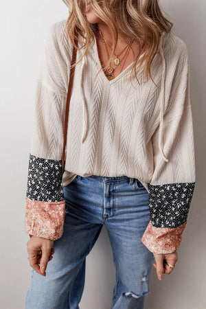 Drawstring Color Block Long Sleeve Top - 3 colors