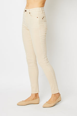 Judy Blue High Waist Garment Dyed Bone Tummy Control Skinny Jeans