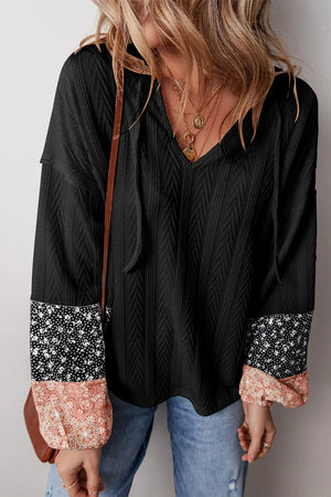 Drawstring Color Block Long Sleeve Top - 3 colors
