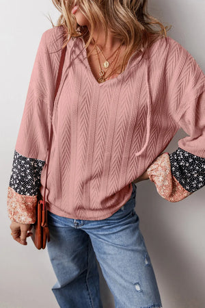 Drawstring Color Block Long Sleeve Top - 3 colors