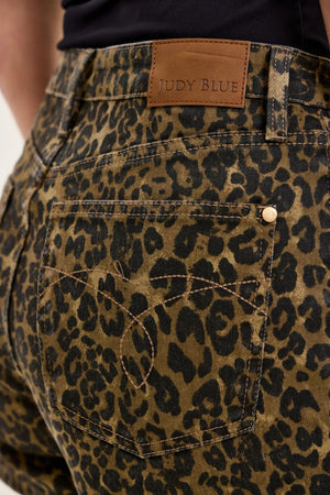 Judy Blue High Waist Rigid Magic Leopard Print Denim Short