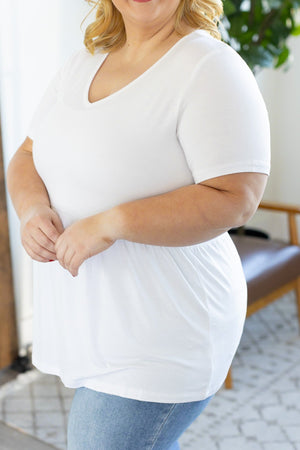 Sarah Babydoll V Neck Ruffle Top - White by Michelle Mae