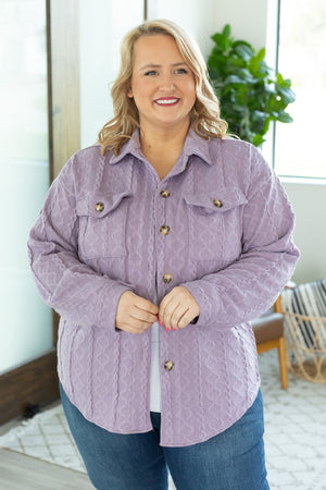 Cable Knit Shacket - Lavender by Michelle Mae