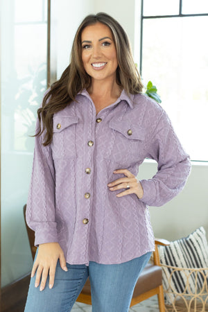 Cable Knit Shacket - Lavender by Michelle Mae
