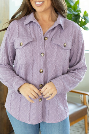 Cable Knit Shacket - Lavender by Michelle Mae