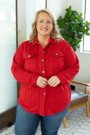 Cable Knit Shacket - Red by Michelle Mae