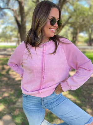 Best Selling Elliott Exposed Seam Sweatshirt in Beige or Black