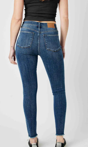 Judy Blue High Waist Distressed Frayed Hem Skinny Jeans