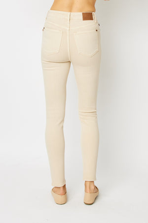 Judy Blue High Waist Garment Dyed Bone Tummy Control Skinny Jeans