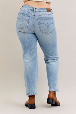 Judy Blue Mid Rise Rigid Magic Straight Leg Jeans