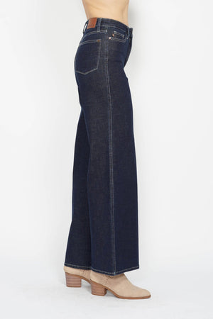 Judy Blue High Waist Tummy Control Retro Wide Leg Dark Denim Jeans