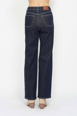 Judy Blue High Waist Tummy Control Retro Wide Leg Dark Denim Jeans