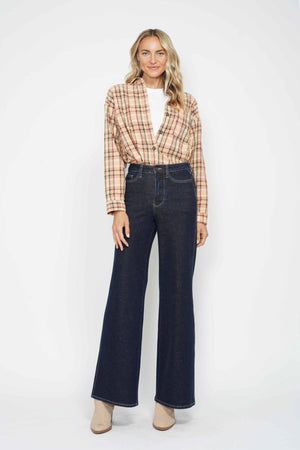 Judy Blue High Waist Tummy Control Retro Wide Leg Dark Denim Jeans