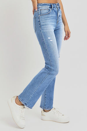 RISEN High Waist Distressed Ankle Straight Jeans