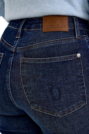Judy Blue High Waist Tummy Control Amy Dark Indigo Kick Flare Jeans