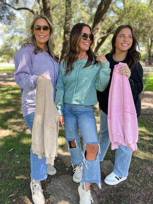 Best Selling Elliott Exposed Seam Sweatshirt in Beige or Black