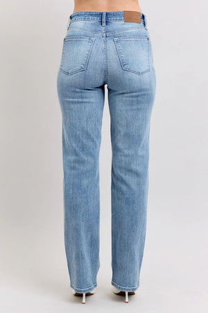 Judy Blue High Waist Vintage Wash 90's Straight Leg Jeans