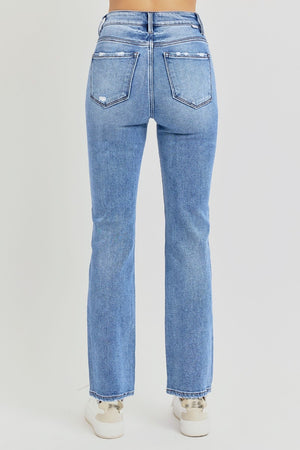 RISEN High Waist Distressed Ankle Straight Jeans
