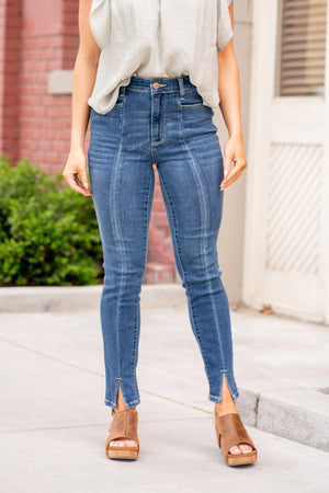 Judy Blue High Waist Front Seam Detail Slit Skinny Jean