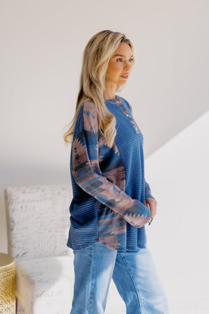 Aztec Waves Long Sleeve Top