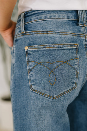 Judy Blue High Waist Classic Soft Barrel Stitch Thru Pocket Ankle Jeans